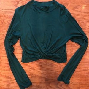 TOPSHOP Long Sleeve Green Crop Top